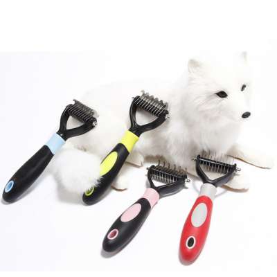 Pet Hair Removal Comb Double Sided Blades Fur Dematting Trimmer Deshedding Brush Grooming Tool